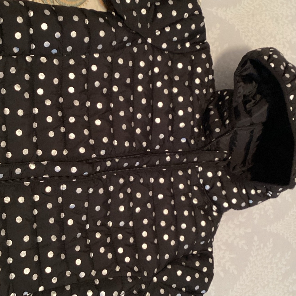 GAP Kids Black and White Polka Dot Puffer Jacket